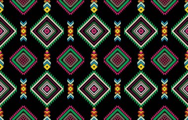 Sacral kabile etnik unsurlarıyla Geometrik vektör arka planı. Geleneksel üçgenler çingene geometrik formları kabile temalarını perdeler kumaş desenli goblen baskıları