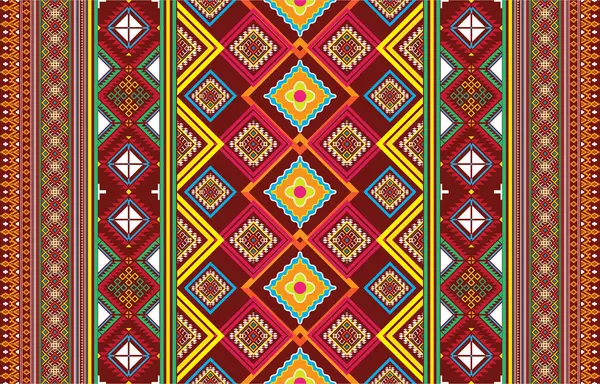 Mexican indian design with tribal ethnic themes on a geometric seamless background Beautiful textile print with native American tribal elements in an ethnic traditional style. Folk fashion from Mexico.