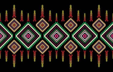 Etnik tek renkli, kusursuz desen. Aztek geometrik desenli bir arka plan. Kabile temalı bir baskı. Navajo halkından kumaş. Modern tarzda soyut duvar kâğıdı. Vektör biçiminde resimleme. Kağıt için tekstil tasarımı.