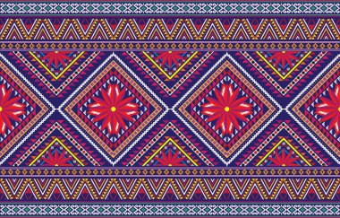 kabile etnik teması geometrik kusursuz arka plan ve Peru 'ya özgü Amerikan yerel deseni. Etnik geleneksel tarzda zengin yerli Amerikan kabile temalı tekstil baskısı. Navajo amblemli kıyafetler.