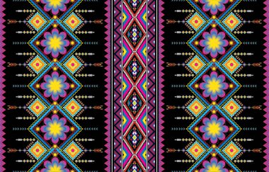 Seamless Textures with ethnic patterns. Navajo geometric abstract print. Decorative decoration with a rustic feel. The design is inspired by Native Americans. Colors are black and white.