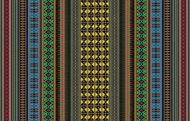 Kabile çizgili, pürüzsüz desen. Aztek geometrik vektör arkaplanı. Tekstil tasarımında, giysi, aksesuar, dekoratif kağıt, ambalaj, zarf, sırt çantası vs. yapımında kullanılabilir..