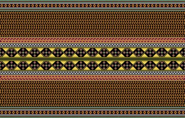 Kabile çizgili, pürüzsüz desen. Aztek geometrik vektör arkaplanı. Tekstil tasarımında, giysi, aksesuar, dekoratif kağıt, ambalaj, zarf, sırt çantası vs. yapımında kullanılabilir..