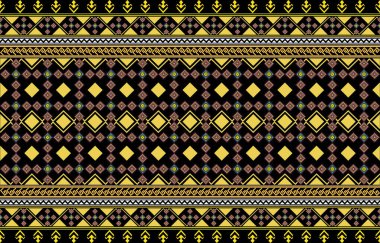 Etnik tarzda kusursuz vektör deseni. Geometrik arka planda kabile motifi. Kağıt, duvar kağıdı, kapak, tekstil, kumaş, giyim ve diğer malzemeler için yazdırma süslemeleri