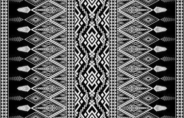 Endonezya ve diğer Asya ülkelerinde soyut etnik ikat desenli geleneksel kumaş tasarımına sahip bir arka plan