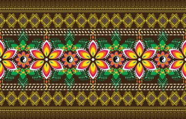 Kumaş ve kağıt için kabile Aztek baskı şablonu. Boho şıklığında kusursuz bir desen. Etnik süslemeli soyut bir arka plan. Aztek deseni. Yaz modası.