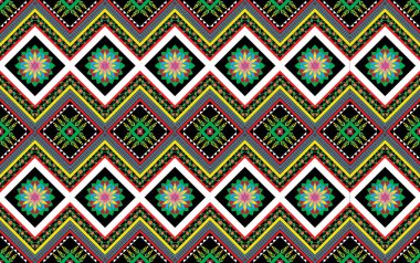 Etnik boho kusursuz desen. Etnik süs. Kabile sanatının renkli ve tekrarlanabilir bir geçmişi var. Kumaş tasarımı, duvar kağıdı, ambalaj.