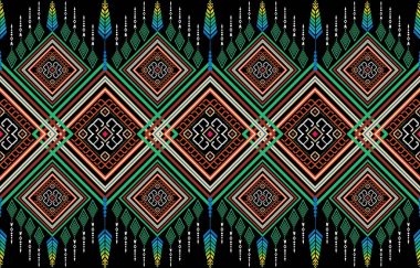 Etnik tarzda kusursuz vektör deseni. Geometrik arka planda kabile motifi. Kağıt, duvar kağıdı, kapak, tekstil, kumaş, giyim ve diğer malzemeler için yazdırma süslemeleri