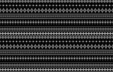 Etnik tek renkli, kusursuz desen. Aztek geometrik desenli bir arka plan. Kabile temalı bir baskı. Navajo halkından kumaş. Modern tarzda soyut duvar kâğıdı. Vektör biçiminde resimleme. Kağıt için tekstil tasarımı.
