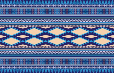 Geometrik dikişsiz arka planda kabile temalı Meksikalı Hint tasarımı. Amerikan yerlilerinin geleneksel tarzında güzel tekstil baskısı. Meksika 'dan halk modası.