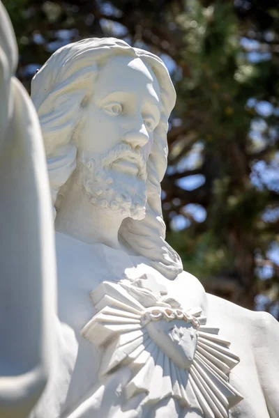 Primer Plano Jesucristo Una Lápida Piedra Cementerio —  Fotos de Stock