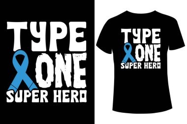 Tip bir süper kahraman, diyabet farkındalığı tişört tasarım şablonu