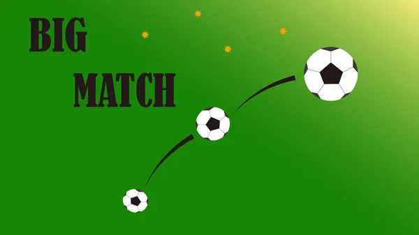 Futbol topunun bir futbol maçının arka plan tasarımı için büyük bir eşleşme ile tekmelendiğini gösteriyor.