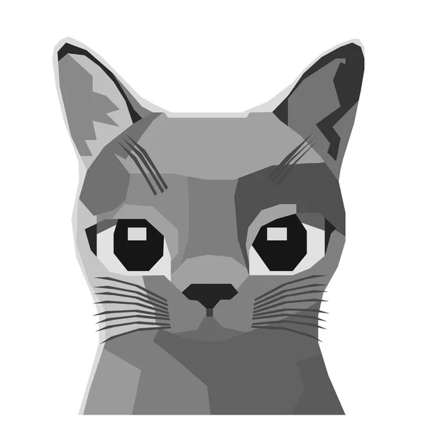 Gri renkli şirin kedi çizimi. WPAP. Pop sanat illüstrasyonu. Yazdırma tasarımı için tek renkli illüstrasyon