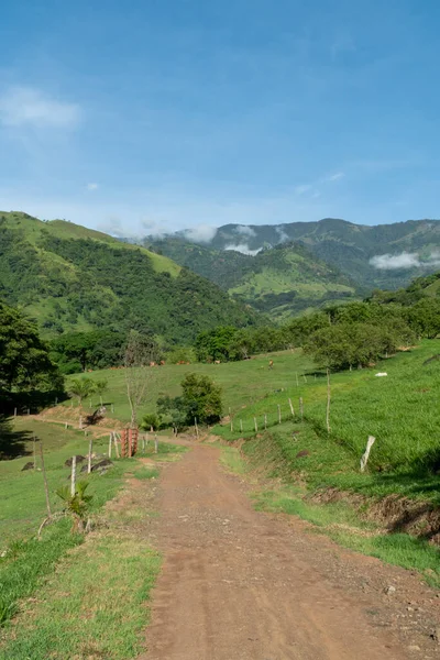 Hermoso Paisaje Carretera Con Cielo Azul Montañas Tamesis Antioquia Colombia — Foto de Stock
