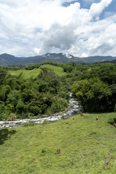 Paisaje Natural Con Río Cartama Montañas Tamesis Antioquia Colombia — Foto de Stock