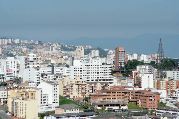 Paesaggio Panoramico Urbano Della Città Con Cielo Azzurro Manizales Caldas — Foto Stock