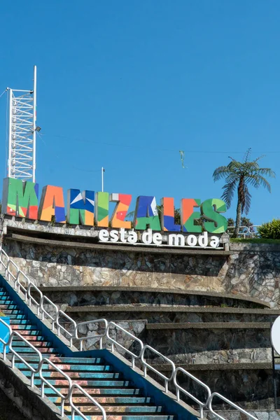 Manizales Caldas Colombia Juanury 2020 Cyprus Toren Met Blauwe Lucht — Stockfoto