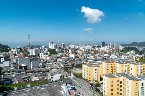 Paysage Panoramique Urbain Ville Avec Ciel Bleu Manizales Caldas Antioquia — Photo