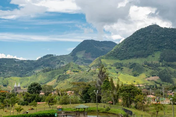 Naturlandschaft Mit Blick Auf Die Stadt Jardin Antioquia Kolumbien — Stockfoto