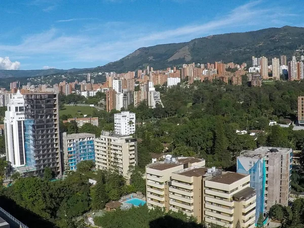 Medellin, Antioquia, Colombia. December 13, 2020: Panoramic landscape overlooking the Poblado from the New York hotel.
