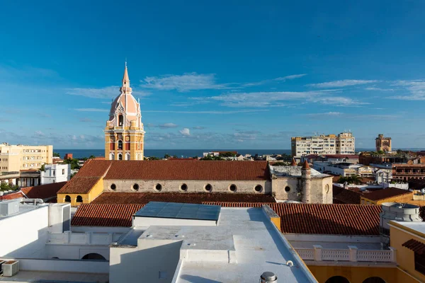 Santa Catalina Templom Tornya Kupolája Kék Égbolttal Cartagena Bolivar Kolumbia — Stock Fotó