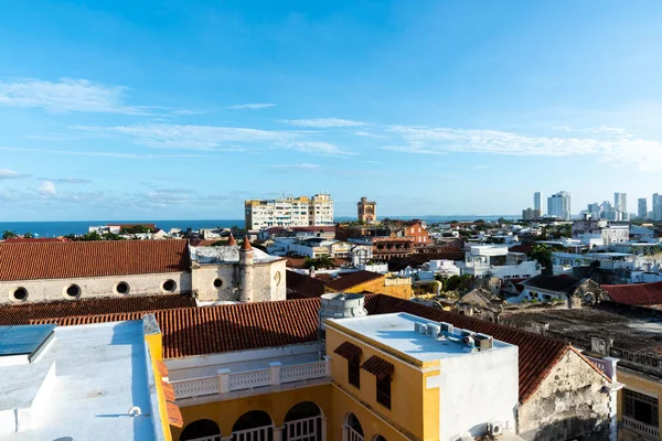 Πανοραμικό Τοπίο Της Περιτειχισμένης Πόλης Και Γαλάζιος Ουρανός Cartagena Bolvar — Φωτογραφία Αρχείου