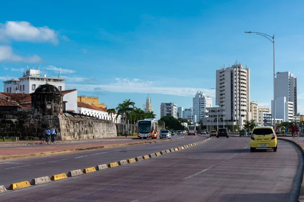 Cartagena Bolivar Colombia Novembre 2021 Autobus Transcaribe Nella Città Murata — Foto Stock