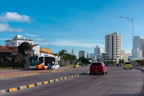 Cartagena Bolivar Colombia Novembre 2021 Autobus Transcaribe Nella Città Murata — Foto Stock