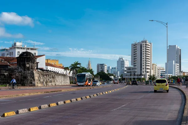 Cartagena Bolívar Colombia Noviembre 2021 Autobús Transcaribe Ciudad Amurallada — Foto de Stock
