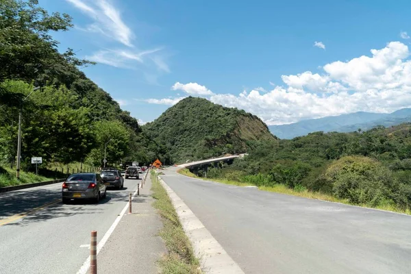 Natural Landscape Hill Blue Sky Road Sea Colombia — Stock Photo, Image
