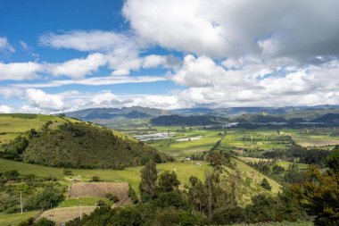 Bezelye hasadı manzaralı panoramik bir manzara. Cundinamarca, Kolombiya.