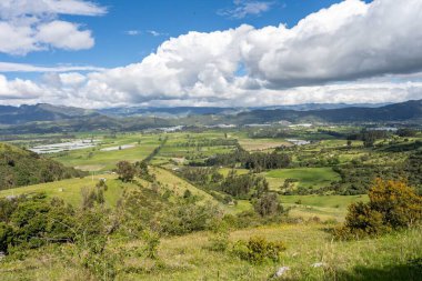 Bezelye hasadı manzaralı panoramik bir manzara. Cundinamarca, Kolombiya.