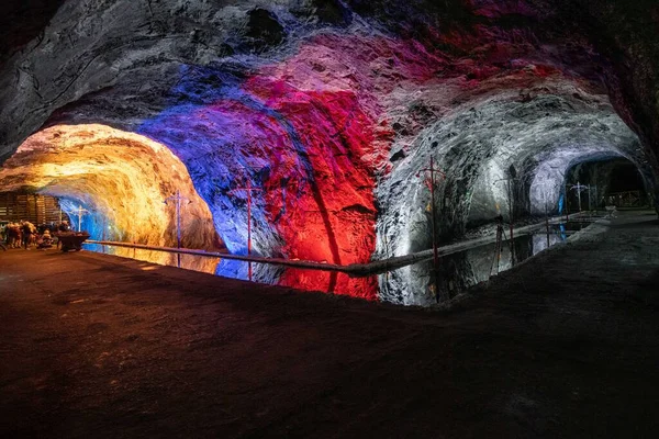 Nemocn Salt Mine with colorful reflections.