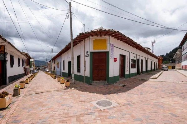 Nemocon Cundinamarca Kolumbia Lipca 2021 Kolorowa Fasada Architektura Domów Miejskich — Zdjęcie stockowe
