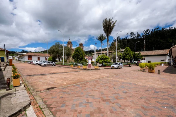 Nemocon Cundinamarca Colombia Juli 2021 Farverig Facade Arkitektur Byhuse - Stock-foto