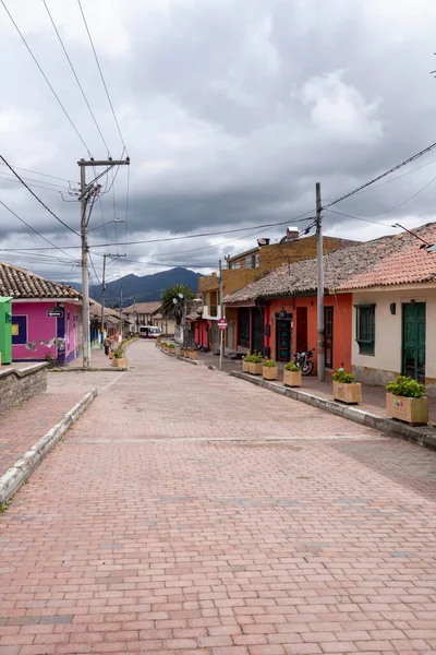 Nemocon Cundinamarca Colômbia Julho 2021 Fachada Colorida Arquitetura Das Casas — Fotografia de Stock