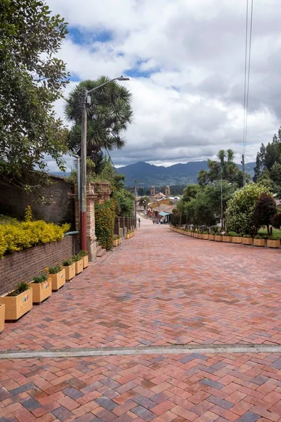 Stock image Nemocon, Cundinamarca, Colombia. July 2, 2021: Colorful facade and architecture of city houses.