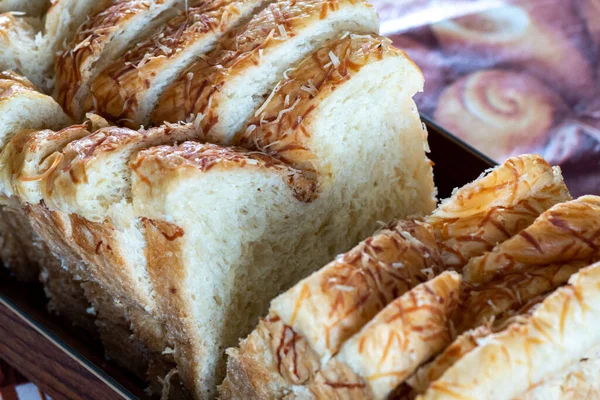 stock image Delicious sliced bread close-up with texture.