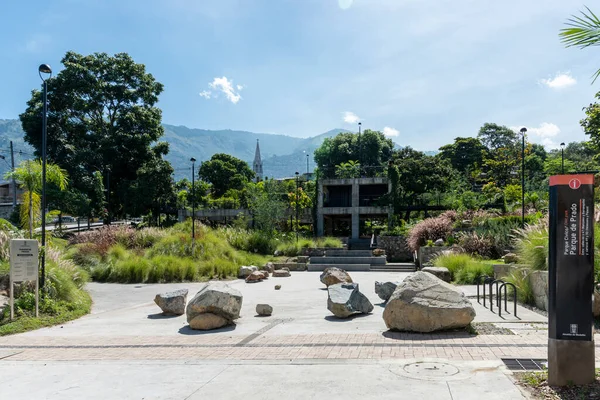 stock image Medellin, Antioquia, Colombia. September 26, 2021: Prado neighborhood landscape with blue sky.