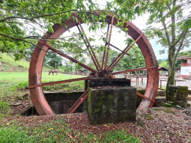 Ormanda kırmızı su değirmeni.