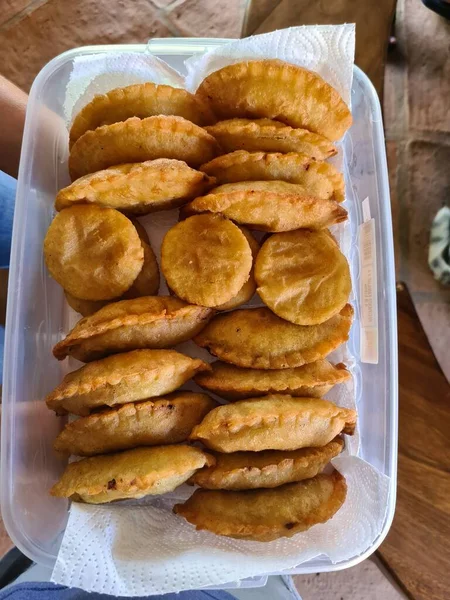 Csirkés Pite Finom Empanada Kolumbiai Élelmiszer — Stock Fotó