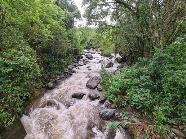 Landscape Cartama River Blue Sky Stones River Tamesis Antioquia Colombia — Stock Photo, Image
