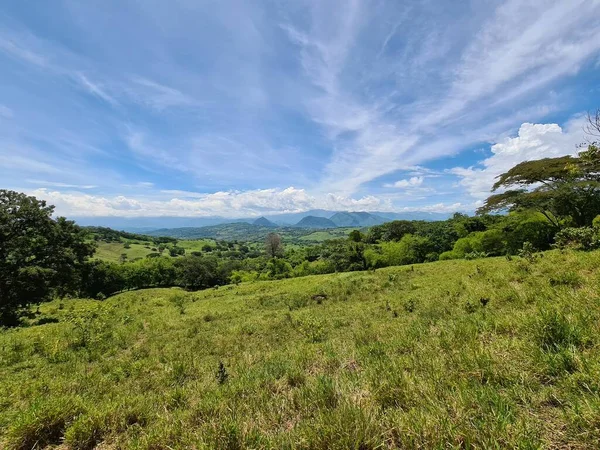 Paisaje Natural Con Montañas Horizonte Cielo Azul Tamesis Colombia — Foto de Stock