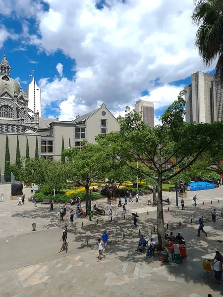 Medellin Antioquia Colombia July 2020 Panoramic Landscape Plaza Botero Center — Stock Photo, Image