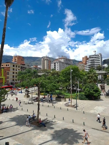 Medellín Antioquia Colombia Julio 2020 Paisaje Panorámico Plaza Botero Centro —  Fotos de Stock