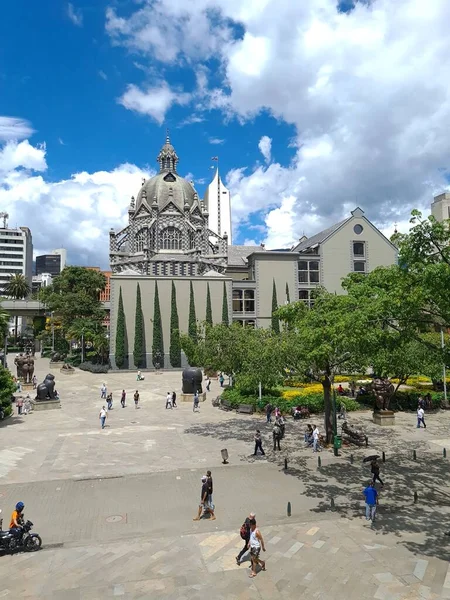 Medellin Antioquia Kolumbien Juli 2020 Panoramalandschaft Der Plaza Botero Zentrum — Stockfoto