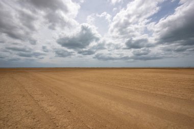 Baha Portete doğal parkının panoramik manzarası. Guajira, Kolombiya.