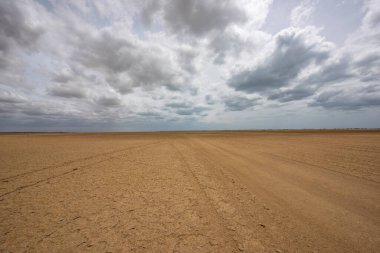 Baha Portete doğal parkının panoramik manzarası. Guajira, Kolombiya.