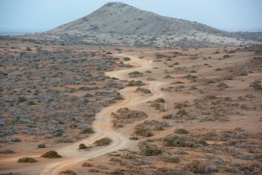 Cabo de la vela 'da panoramik şeker direği. Guajira, Kolombiya. 